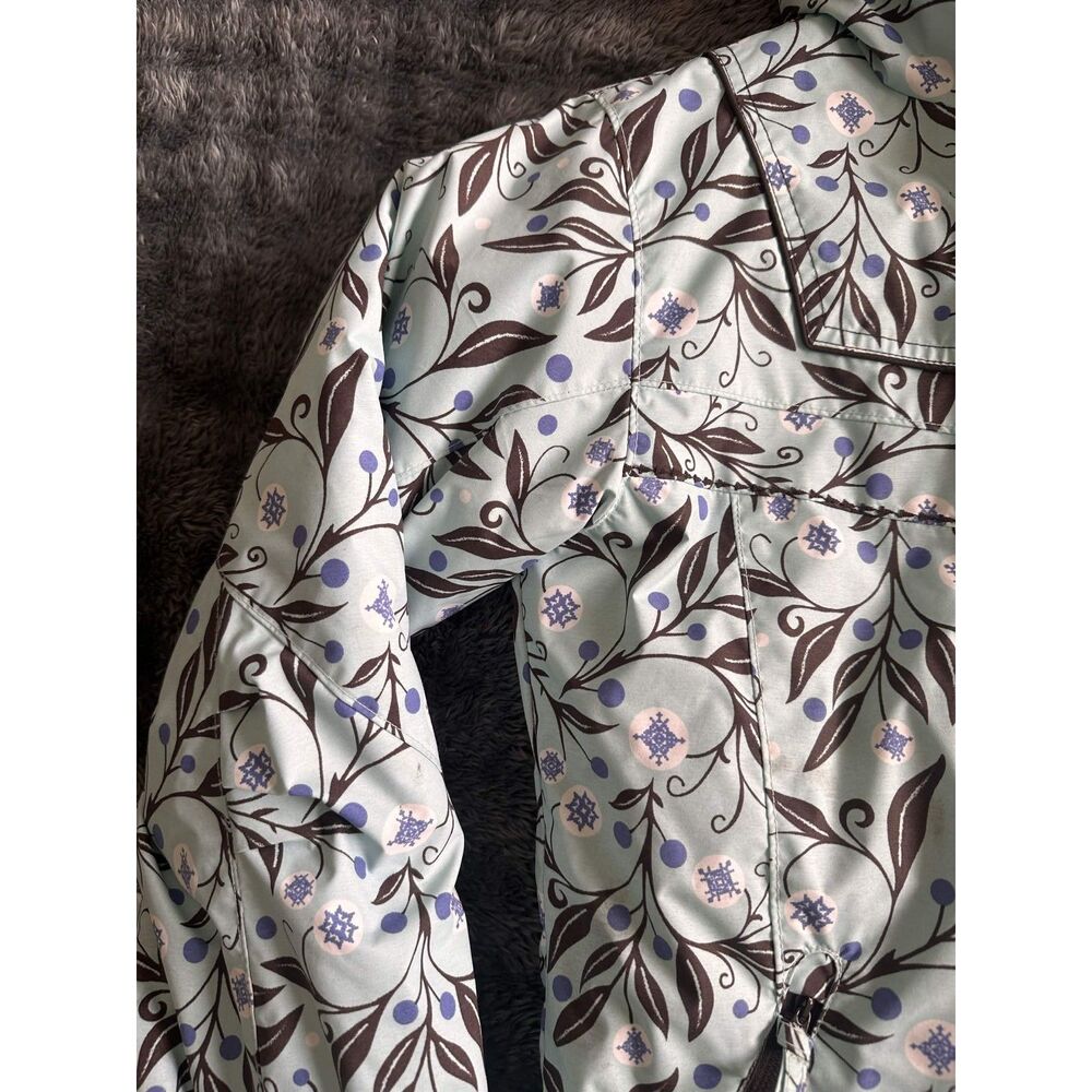 Columbia Youth Girls L 14/16 Omni-Shield Floral Ski Jacket Blue Fleece Coat - Picture 3 of 9